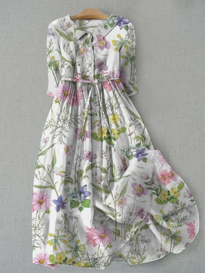BLOSSOM | Letnia sukienka w kwiaty A-Line z sznurkami w talii