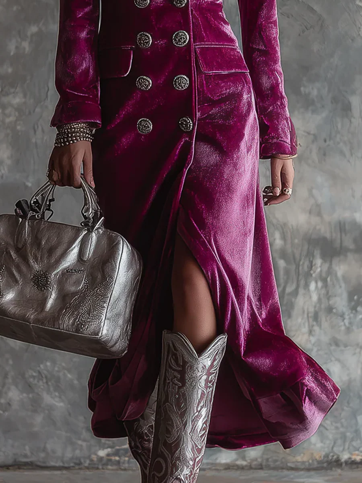 Vera - Welurowa Sukienka Blazer Maxi