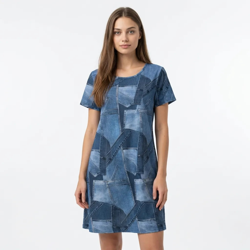 Sukienka Jeansowa Patchwork